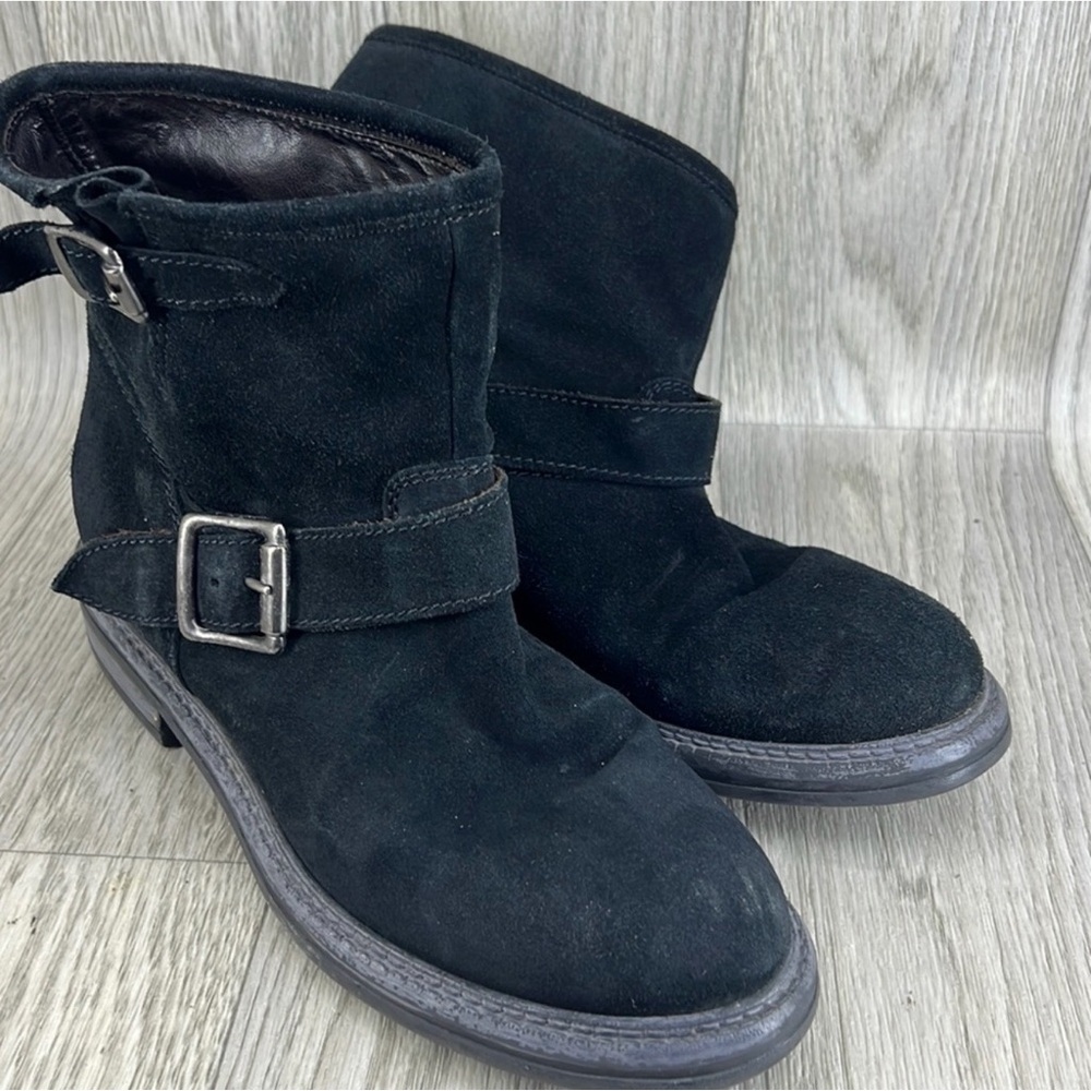 ScoopBlack Suede Boots with Silver Buckle